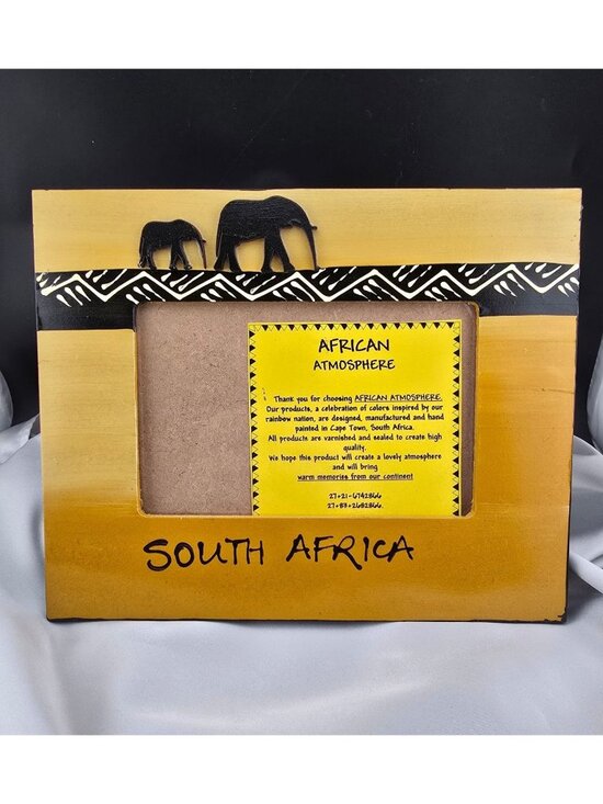 African Atmosphere Other - Hand-Painted South African Safari Elephants 6"x4" Photo Picture Frame Travel